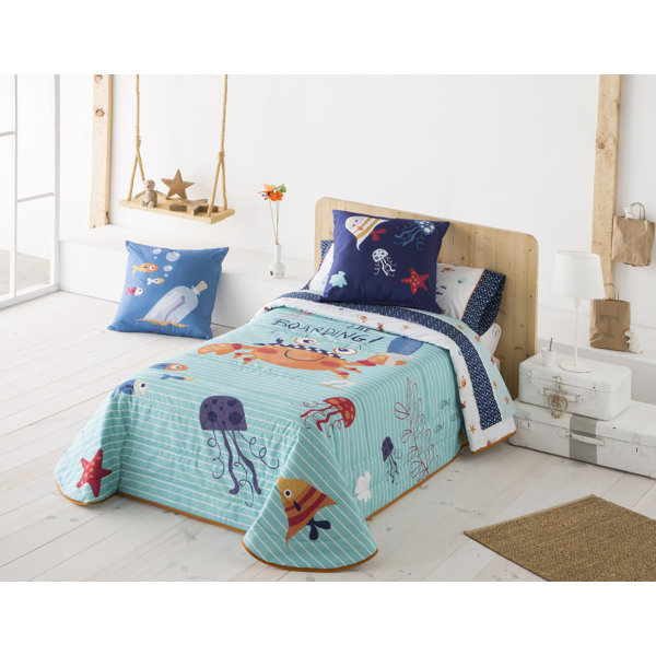 Harriet Bee Erdman Blue/Orange/Navy Bedspread Wayfair.co.uk